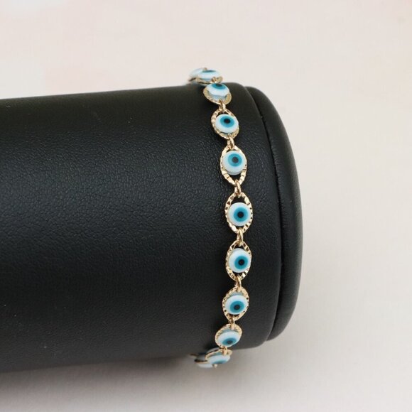 "Delicate Rose Gold Evil Eye Bracelet, XPBL0780 - Picture 10 of 12